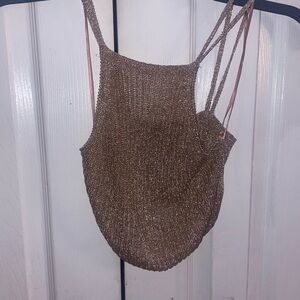 Topshop Gold Knit Tank